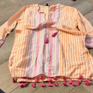 J. Crew ladies coverup Striped Orange and Pink